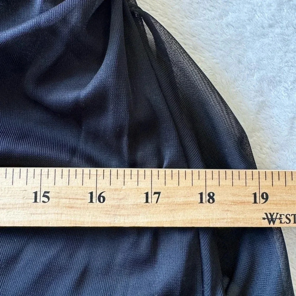 CACHE Vintage 90s Black Sheer Halter Maxi Dress, Black Prom Dress, Fairy Goth - Picture 10 of 11